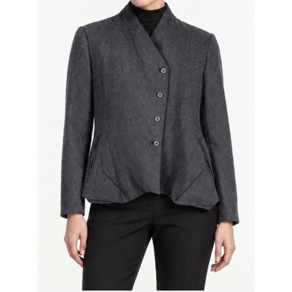 Gary Graham Asymmetrical Button Jacket Women's 4 Italian Wool Minimalist